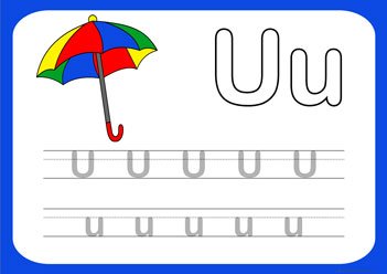 Letter Tracing Worksheet U, letter tracing picture worksheets, letter tracing preschool, letter worksheets, alphabet worksheets for children, learning letter kindergarten writing practice