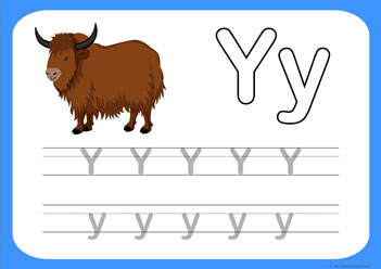 Letter Tracing Worksheet Y, letter tracing picture worksheets, letter tracing preschool, letter worksheets, alphabet worksheets for children, learning letter kindergarten writing practice
