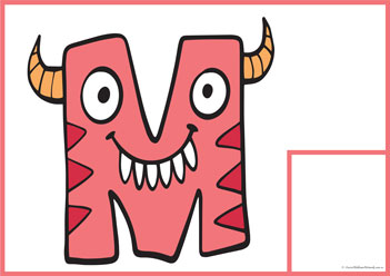 Feeding Monster Letters M, abc learning