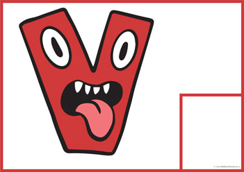 Feeding Monster Letters V, matching letters