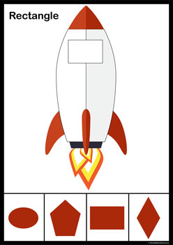 Rocket Shadow Match Rectangle, matching shapes activities