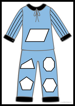 Pyjama Shapes Match 3, shapes matching printables
