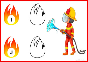 Firefighter Alphabet Match Set5, letter matching games for preschoolers