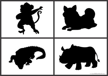 Animal Shadow Matching 1, animals printables