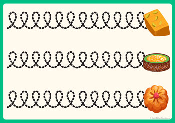 Diwali Crackers Tracing Lines 6, cutting practice pdf