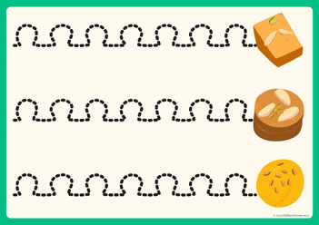 Diwali Crackers Tracing Lines 7, cutting skills printables