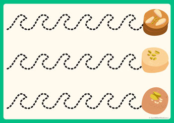 Diwali Crackers Tracing Lines 9, cutting practice printables