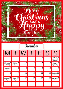 2023 Calendar Events Posters Dec