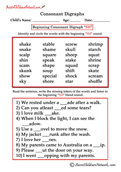 sh digraph worksheets