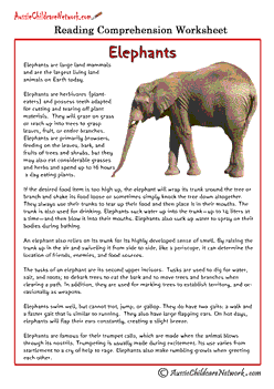 Reading Comprehension Worksheets