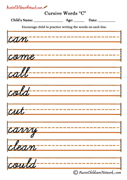 cursive writing worksheets C c