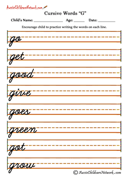 cursive in word G g