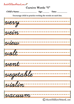 alphabet tracing sheets Vv