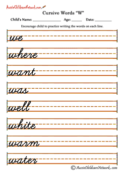 Cursive letters Ww